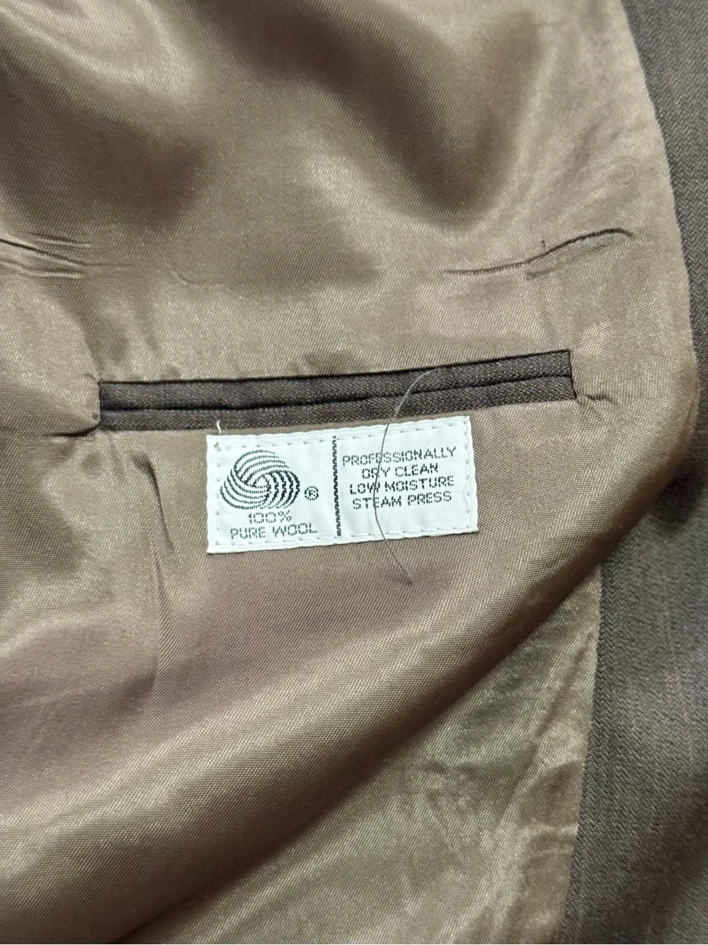 Vintage Pierre Balmain Wool Two-Piece Suit, Gray w/ Brown Pinstripes, Men’s M-L